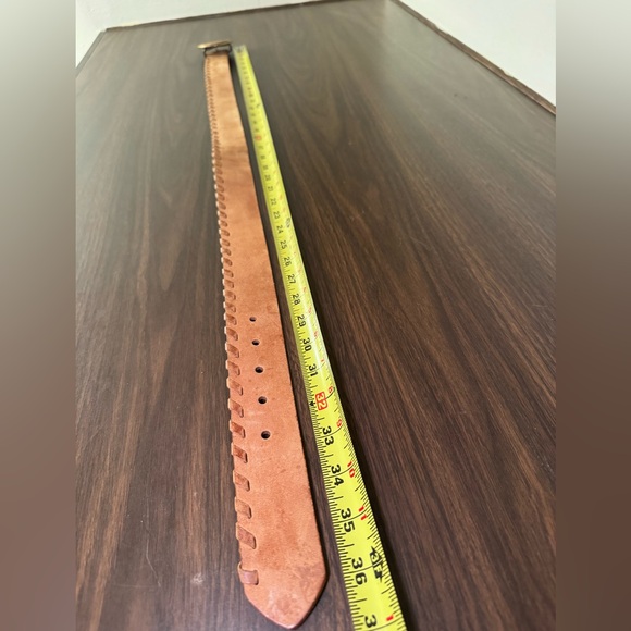 Vintage Genuine Leather Oval Buckle Belt Brown Boho Western Small BxA - Picture 8 of 9